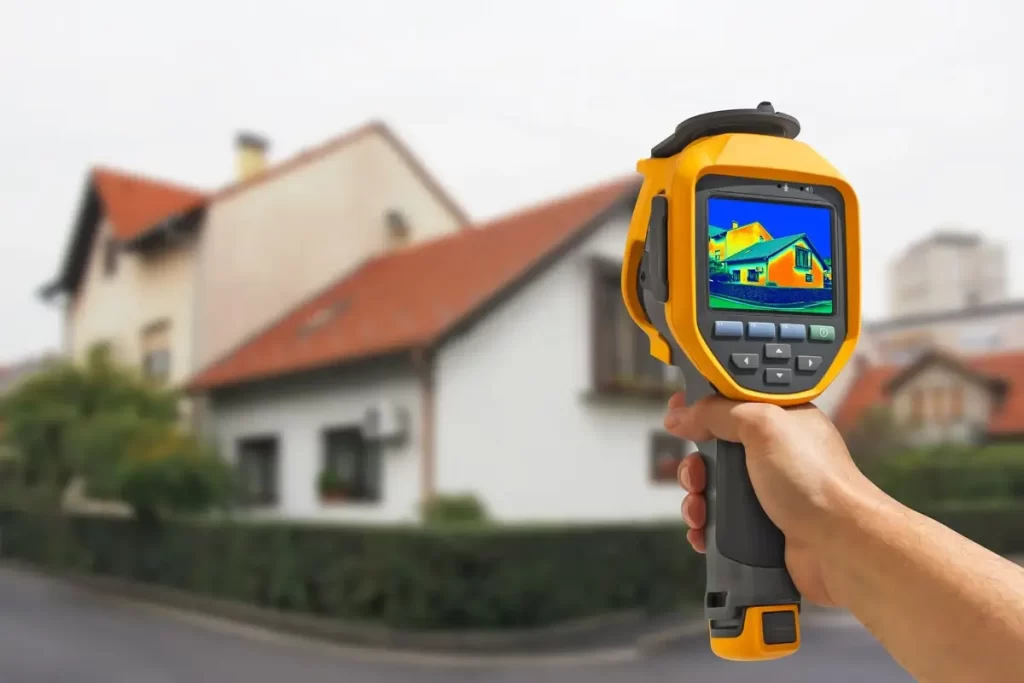 Thermal imaging inspection of a home to detect energy efficiency issues, HVAC system performance, and heat loss by Working Class HVAC. Expert heating and cooling services in Antelope Valley, Palmdale, and Lancaster.